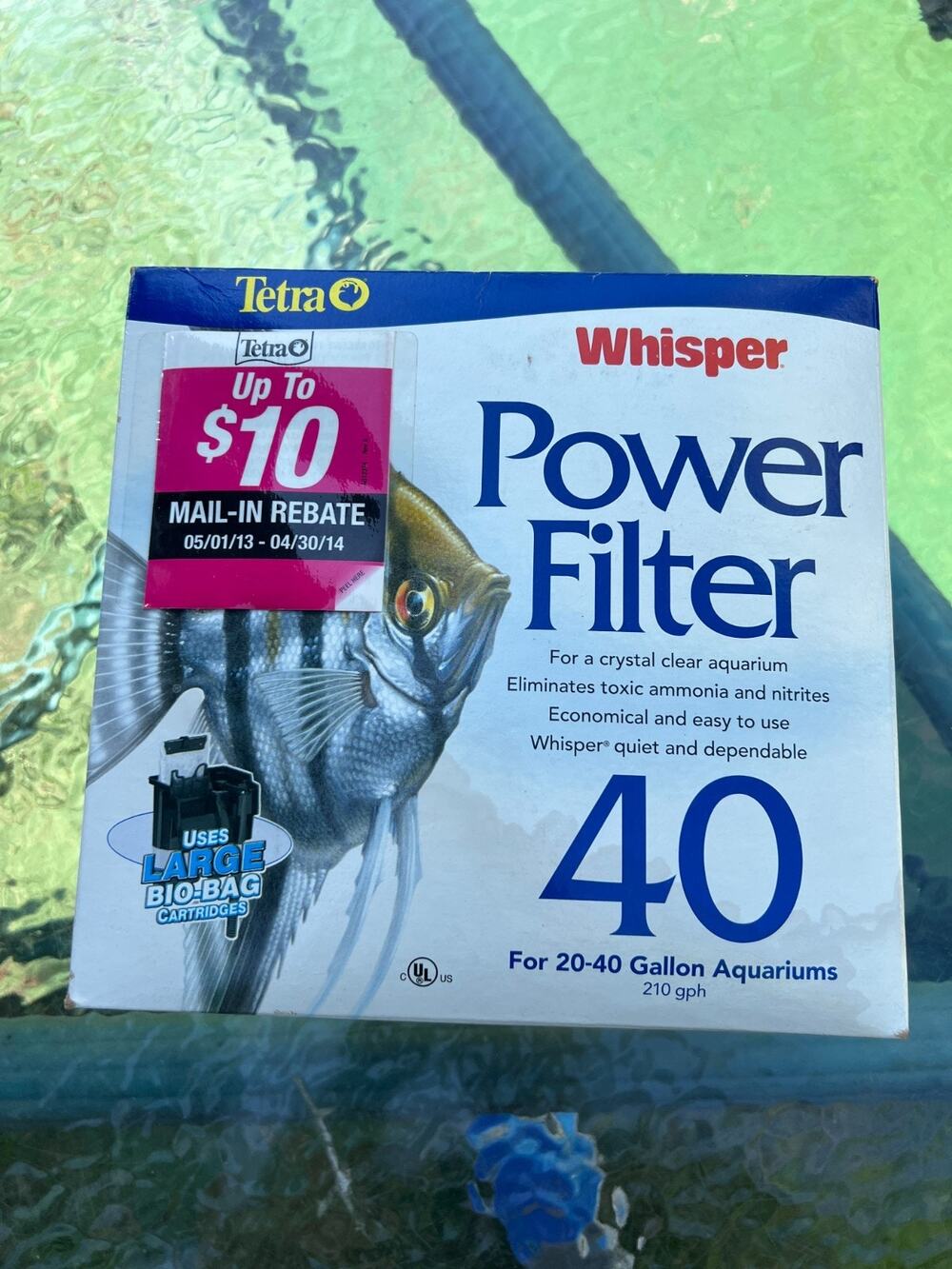 Tetra Whisper Quiet Power Filter 40 Gallon Aquariums 210 GPH HOB Hang On USA